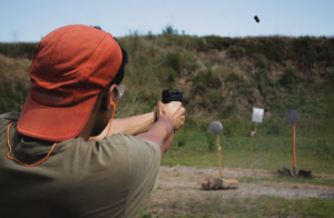 holding a gun