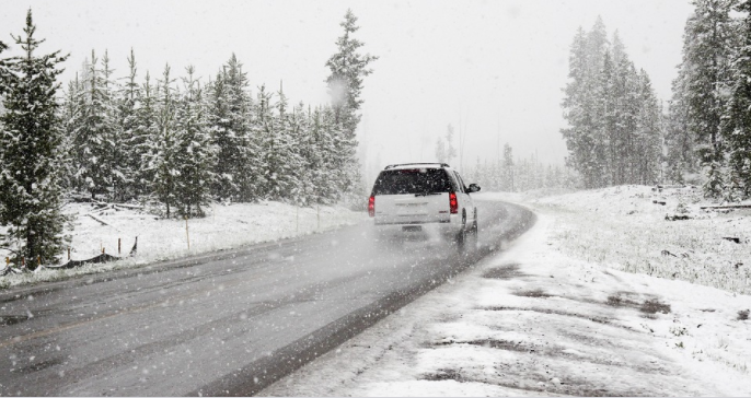 driving through a snow